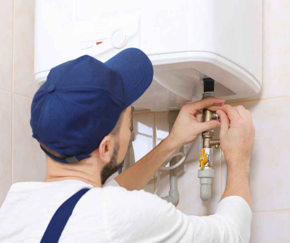 Inspecting a water heater in a home