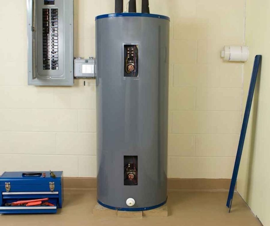 Water heater in a home basement